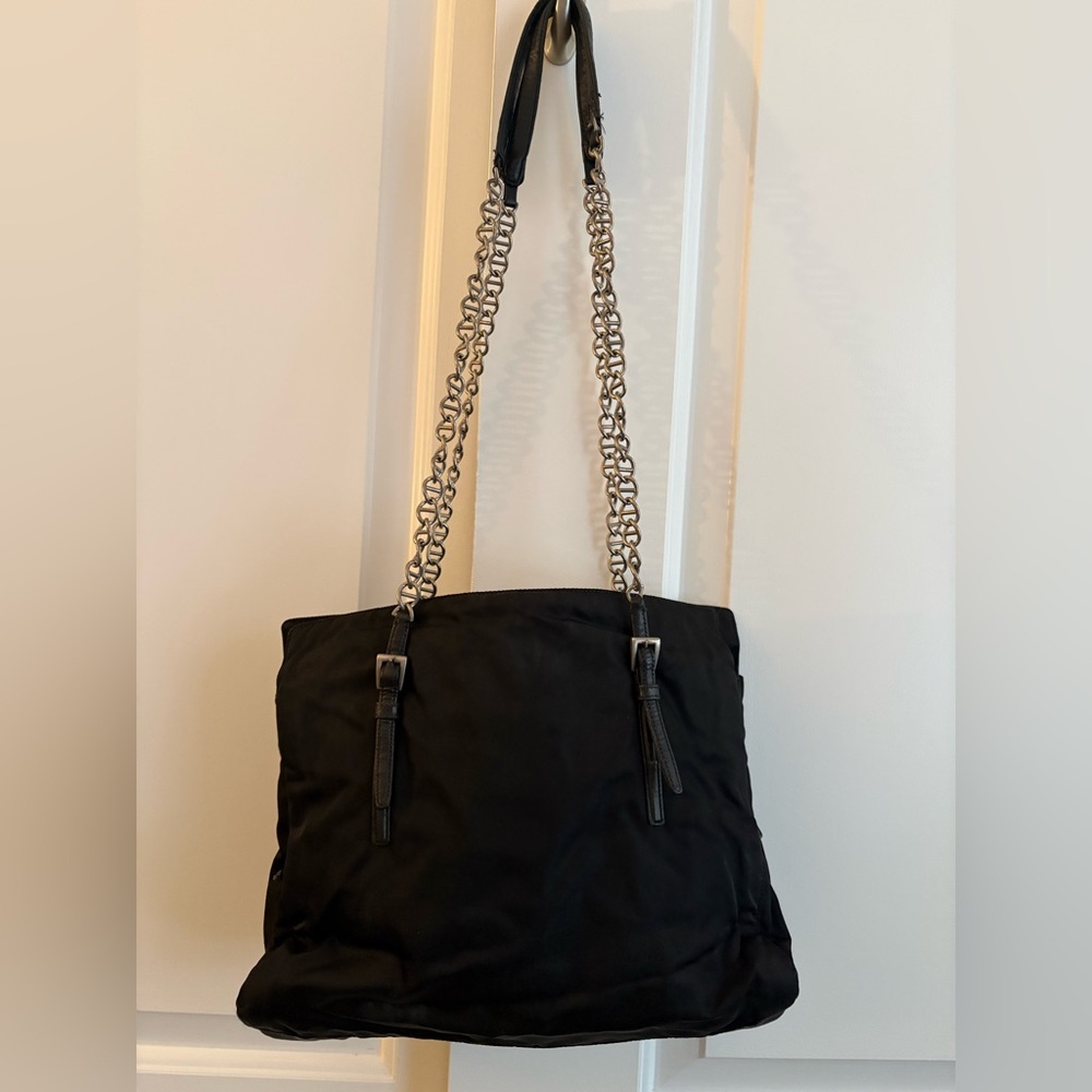 Prada Y2K Black Nylon Chain Strap Tote Bag - Picture 3 of 10